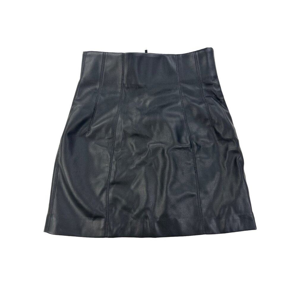 Zara - High Waisted Peather Mini Skirt in Black